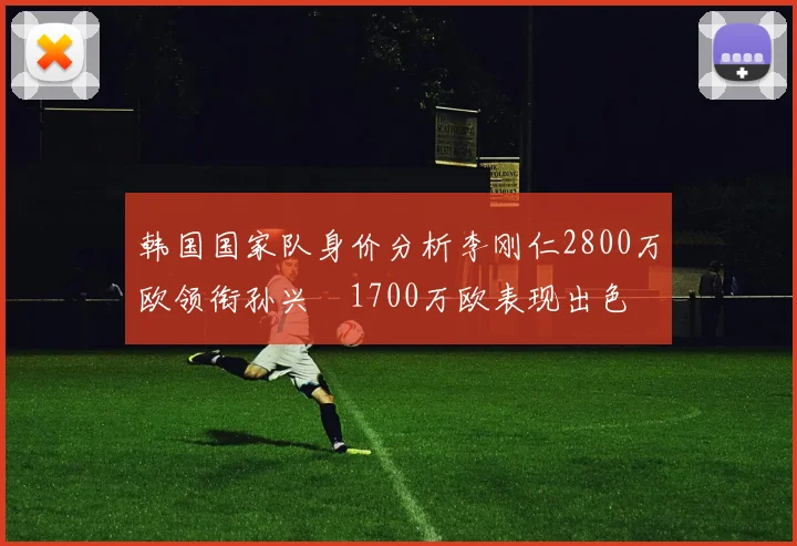韩国国家队身价分析李刚仁2800万欧领衔孙兴慜1700万欧表现出色